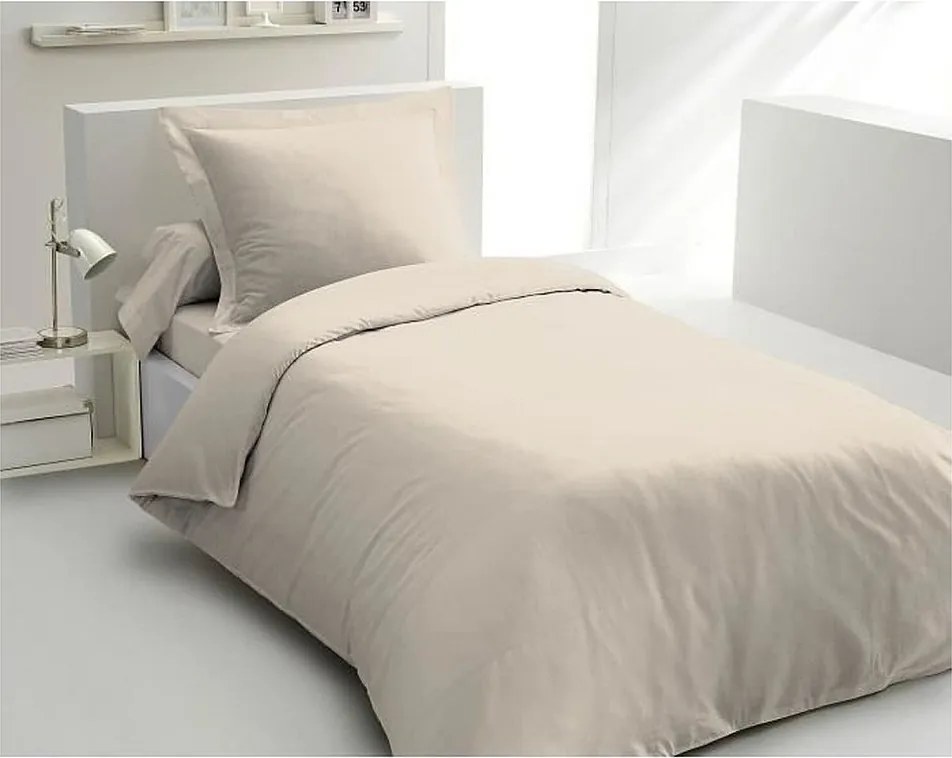 Komplet pościeli 140 x 200 cm 100% bawełna beżowy krem