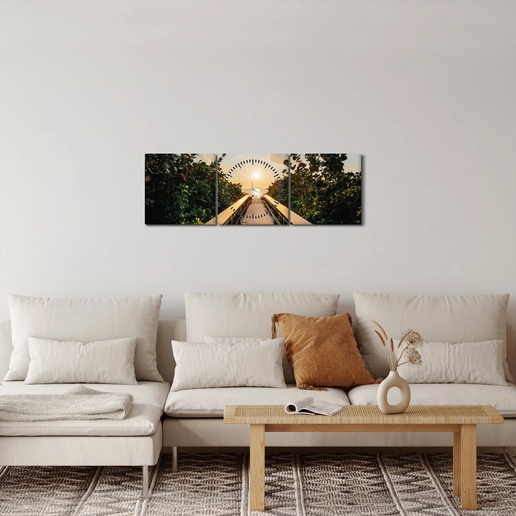 Obraz - droga do słońca (z zegarem) (90x30 cm)