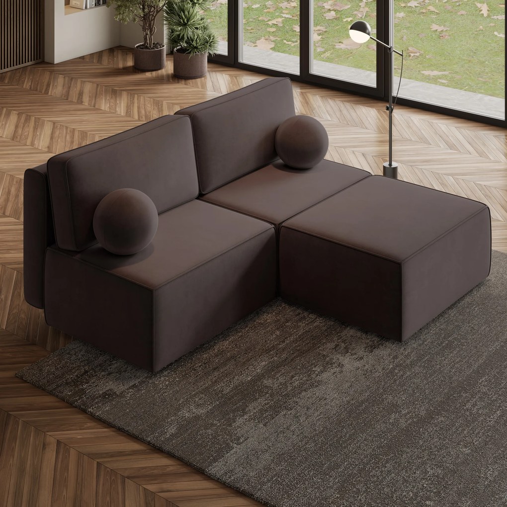 Masseno Narożnik VARNA z funkcją spania i pojemnikiem na pościel Narozniki L, Rozkładana sofa - Brązowy, MONOLITH 29