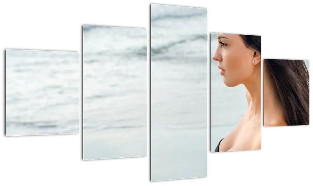 Obraz kobiety na plaży (125x70 cm)