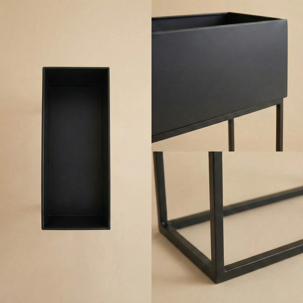 Kwietniki loft metalowe podłużne TINO, 2 stojaki