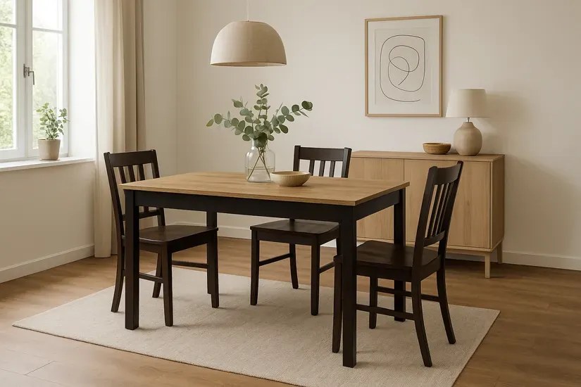 Prostokątny stół rozkładany loft dąb craft złoty + czarny - Rali