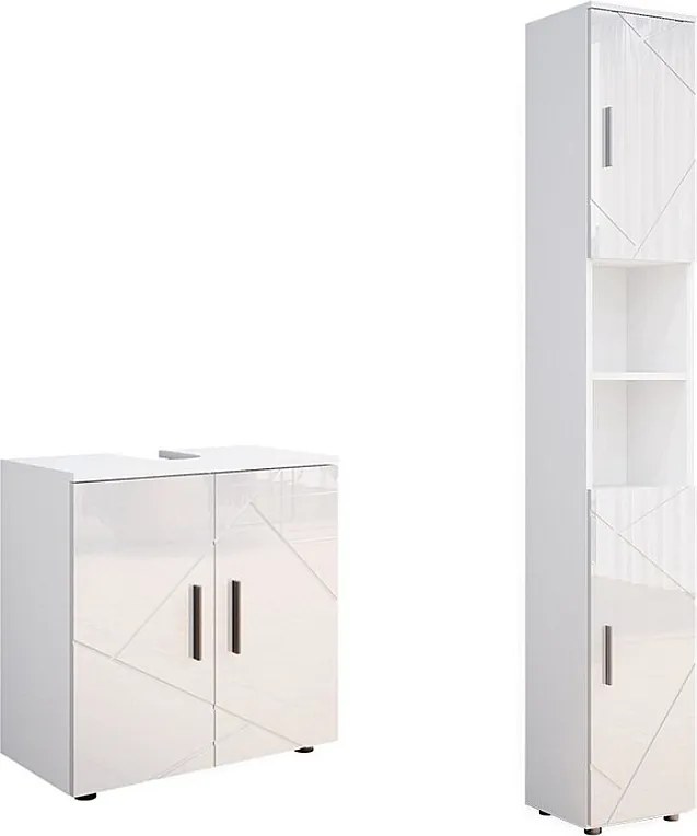 Zestaw mebli łazienkowych biały wysoki połysk 30x30x192 irma