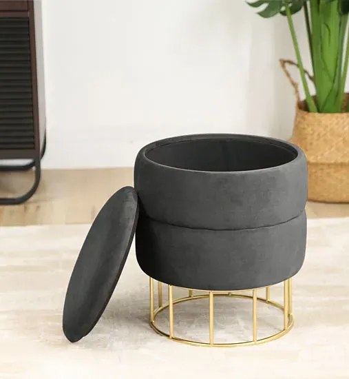 Grafitowa pufa z welurowym obiciem Z8-R63