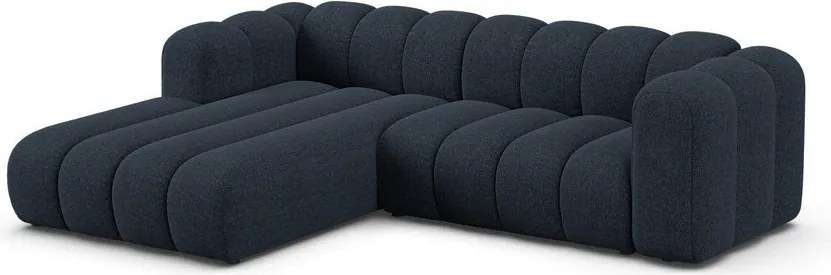 Ciemnoniebieski narożnik z tkaniny szenilowej (lewostronny/z szezlongiem) Lupine – Micadoni
