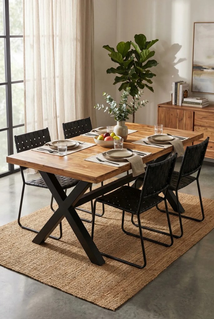 Brązowy stół z drewna akacjowego K2-T17