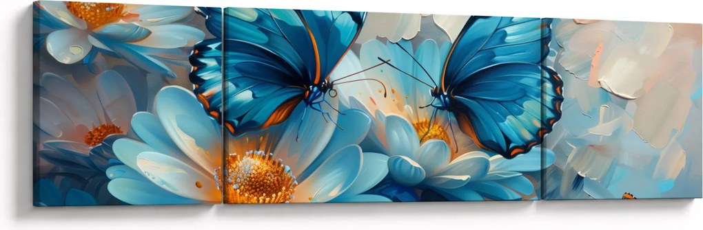 Obraz - Niebieskie motyle (170x50 cm)