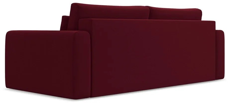 Bordowa aksamitna rozkładana/ze schowkiem sofa 238 cm Kapua – Makamii