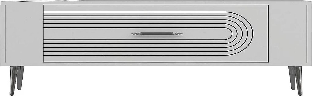 Stojak pod telewizor – 120 cm x 48,2 cm x 26,4 cm – Biały i srebrny – Płyta wiórowa pokryta melaminą