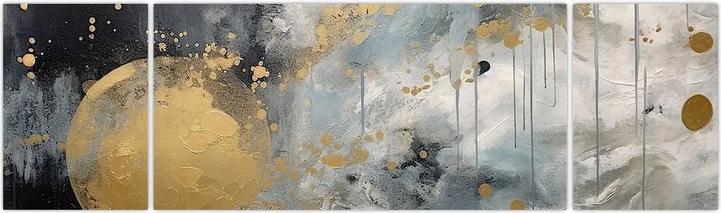 Obraz - Abstrakcja ze złotą kulą (170x50 cm)