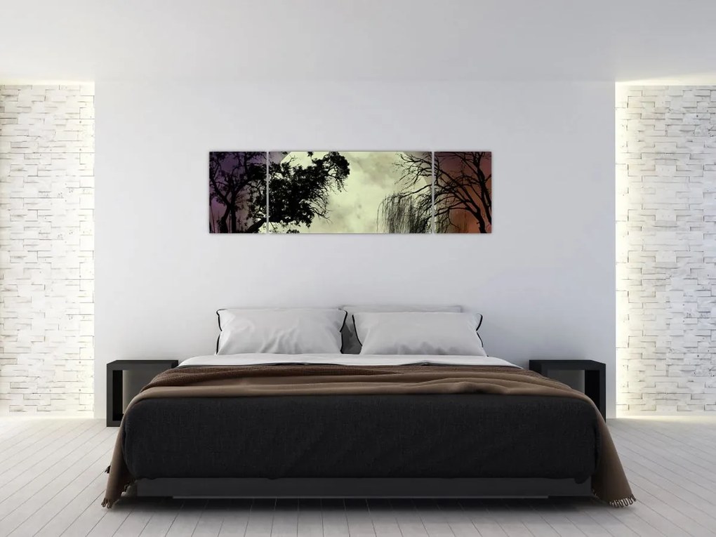 Obraz - Księżyc w pełni nad powierzchnią (170x50 cm)