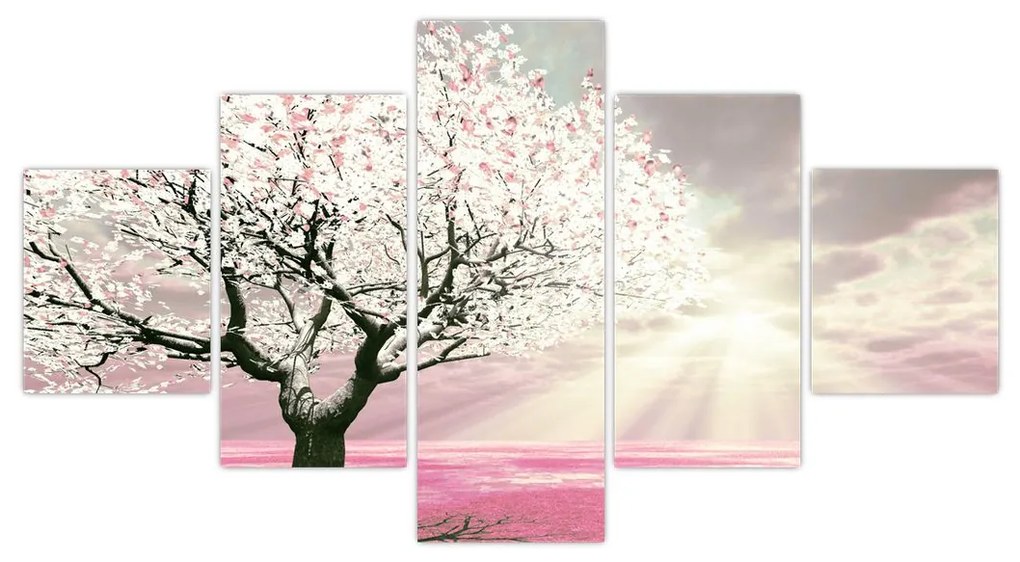 Obraz różowego drzewa (125x70 cm)