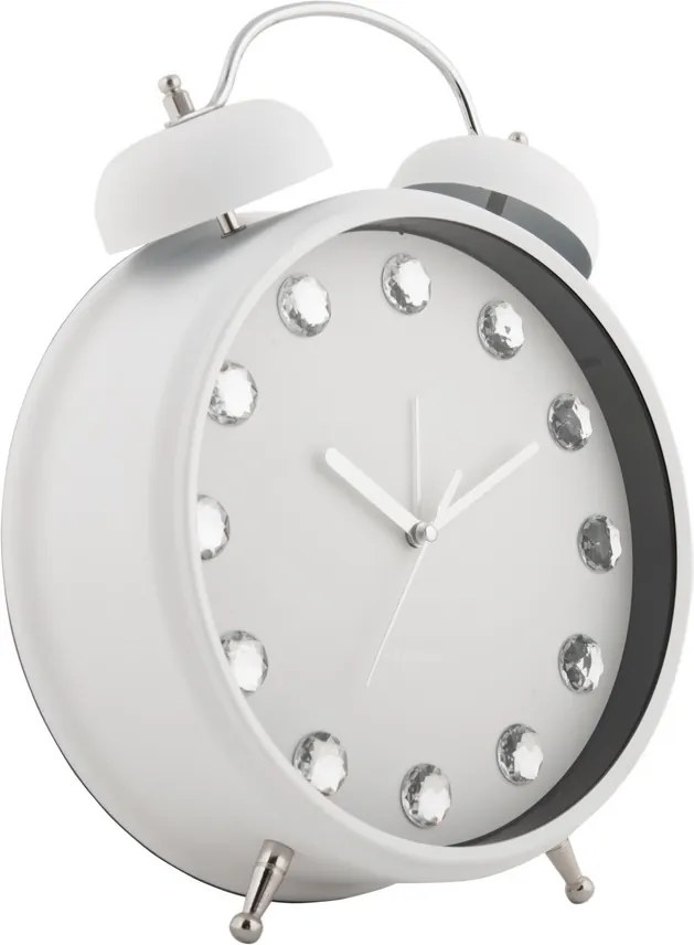 Karlsson 6019WH designerski zegar stołowy/budzik biały, śr. 30 cm