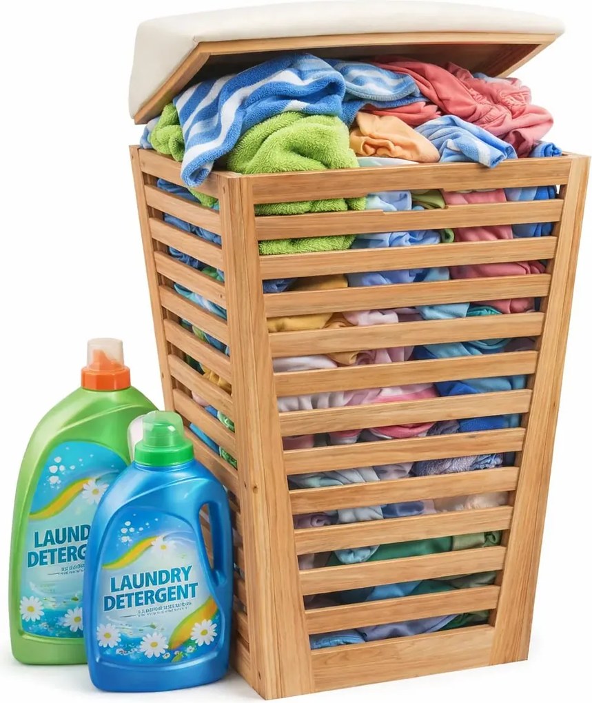 Skandynawski drewniany stołek do łazienki P2-W76