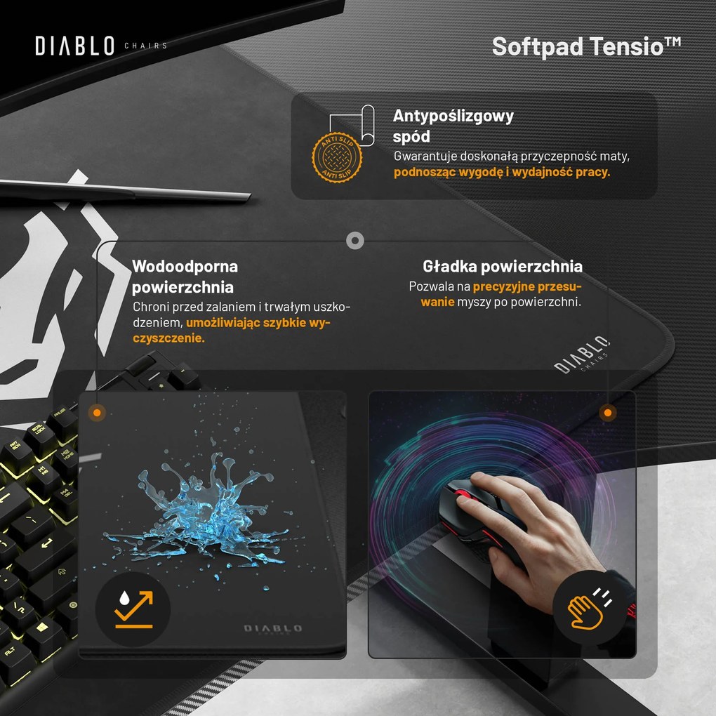 Biurko z regulacją wysokości DIABLO X-TENSIO 1600 czarne