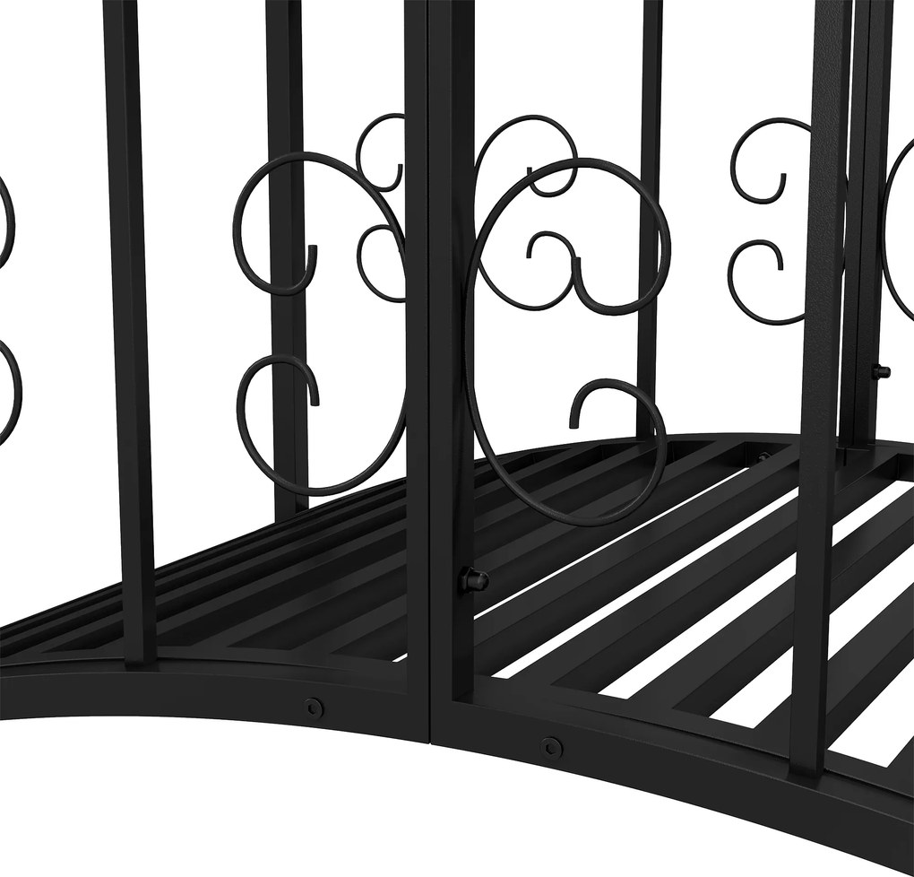 Outsunny Most ogrodowy z metalu w stylu vintage, dekoracja do ogrodu i stawu, 119x67x70 cm, czarny