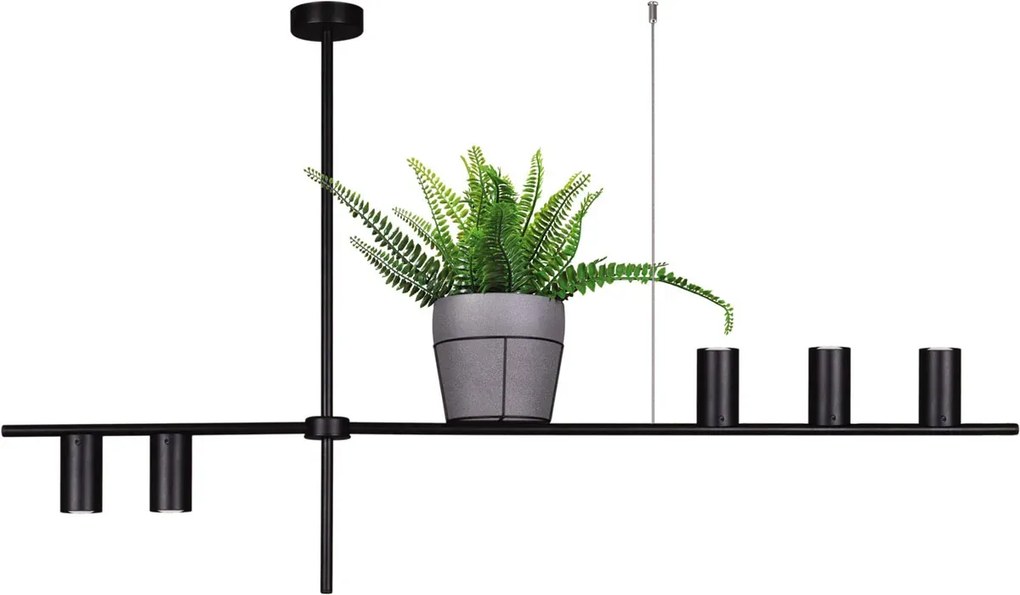 Duża czarna lampa wisząca z kwietnikiem - 7X S076 G8-E68
