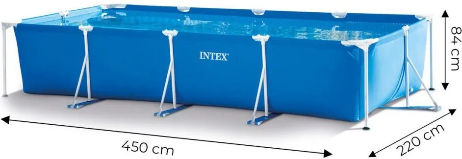 Duży basen stelażowy z pompą 450x220 cm Intex 274 prostokątny