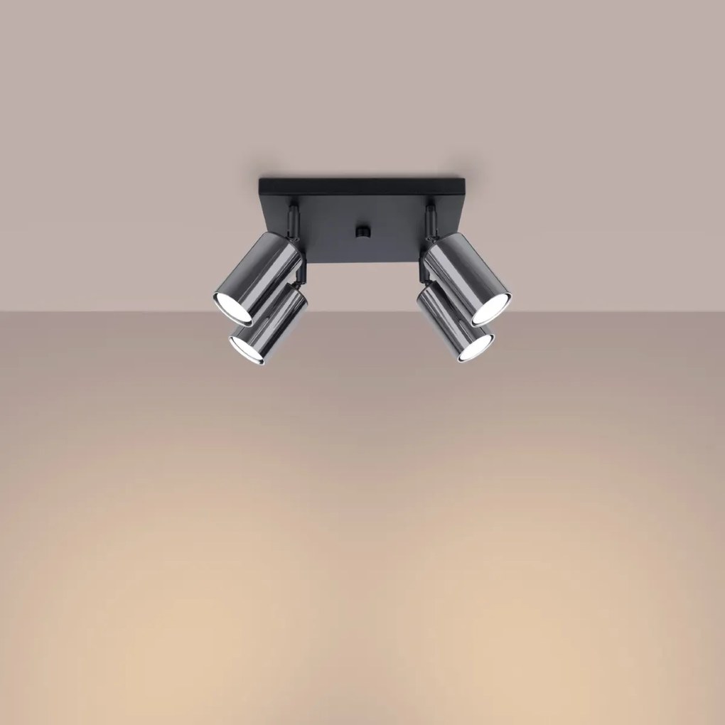 Plafon WINX 4 czarny/chrom SOLLUX LIGHTING