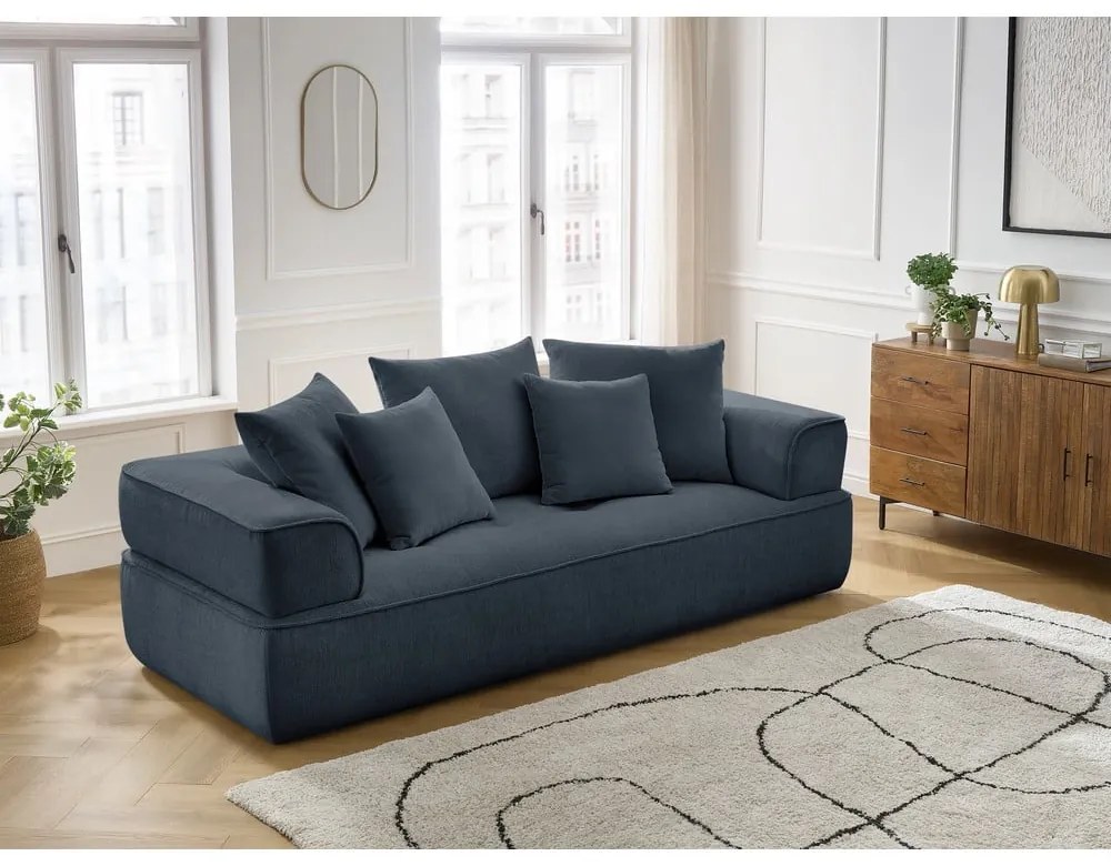 Ciemnoniebieska sofa z tkaniny szenilowej 237 cm Whesley – Bobochic Paris