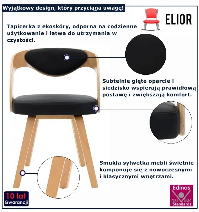 Gięte czarne krzesła z ekoskóry S1-H77