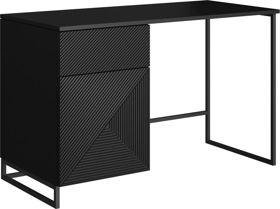 Biurko Asha 120 cm z szufladą - czarny mat / czarny stelaż
