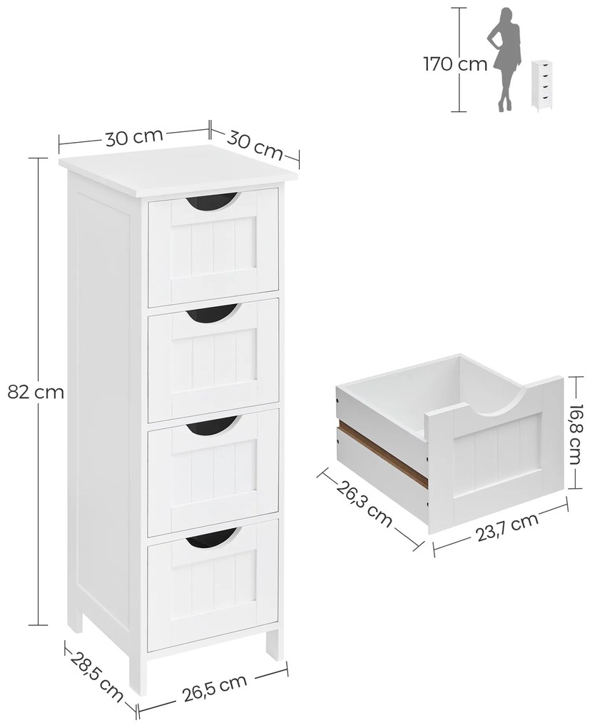 Szafka łazienkowa LEHAC 30x82 cm, biała