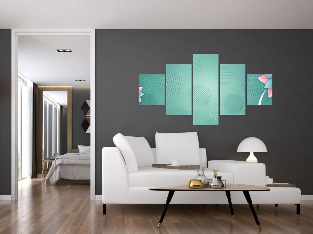 Obraz - Koła z kwiatami (125x70 cm)