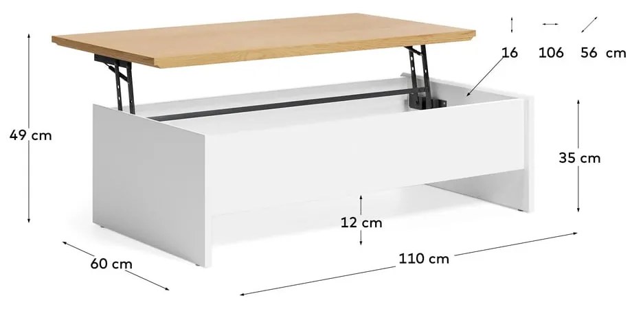 Biały stolik w dekorze dębu 60x110 cm Abilen – Kave Home