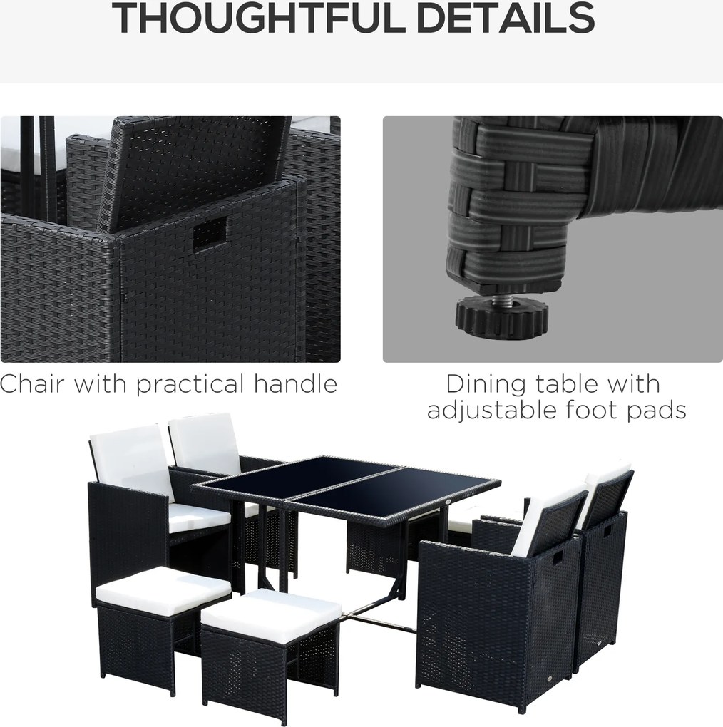 Outsunny 9-cz. komplet ogrodowy stół z krzesłami z technorattanu zestaw wypoczynkowy szary