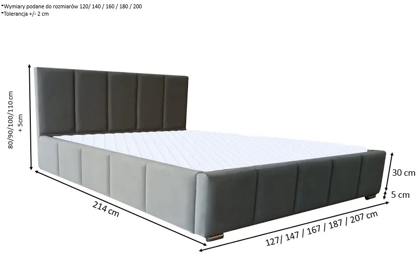 Łóżko sypialniane Agnes SLIM - 200x200