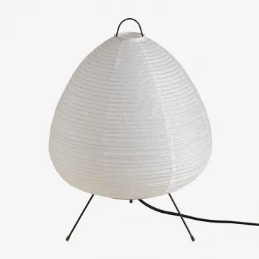 Lampa Stołowa Z Papieru Ryżowego Gogian Biała & ↑45 Cm - Sklum