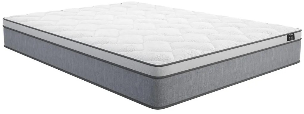 Zestaw 140 x 190 cm stelaż ze skrzynią naturalny jasny + materac o grub. 22 cm ze sprężynami kieszeniowymi - SERENITE marki YSMÉE