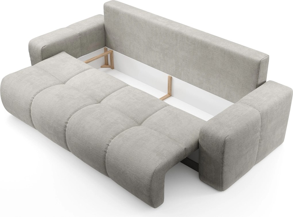 Masseno Sofa DUCA z funkcją spania i pojemnikiem na pościel, Rozkładana sofa - Szary, FLOW 16