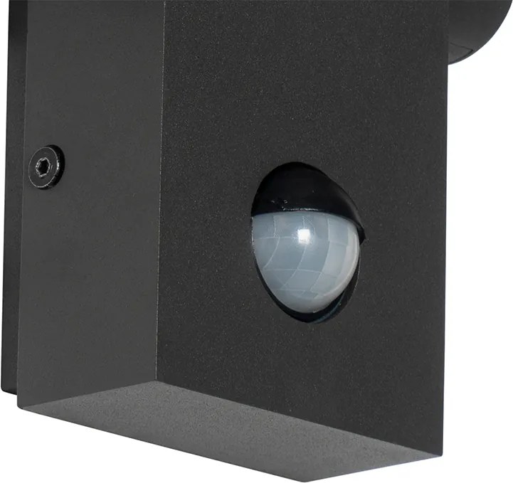 Lampa ścienna zewnętrzna antracytowa z LED IP54 z czujnikiem ruchu - Zane