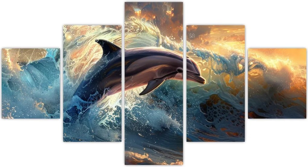 Obraz - Delfin, ilustracje (125x70 cm)