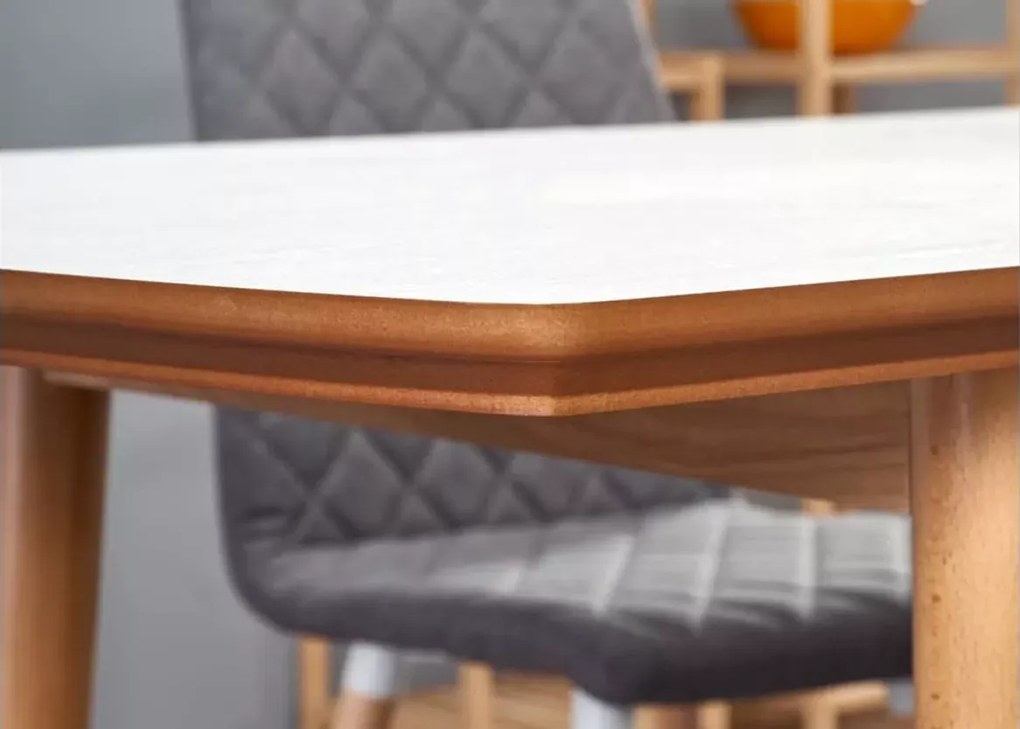 Biały stół rozkładany Barr 90–190 cm MDF – nowoczesny, lite drewno bukowe, kompaktowy