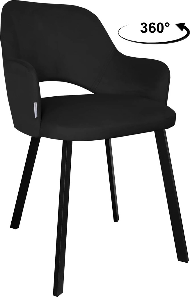 Krzesło Milano tkanina Welur noga metalowa : Kolor nogi - Czarna profil, Kolor tkaniny - VELVET - MG19, Typ siedziska - Siedzisko obrotowe 360°
