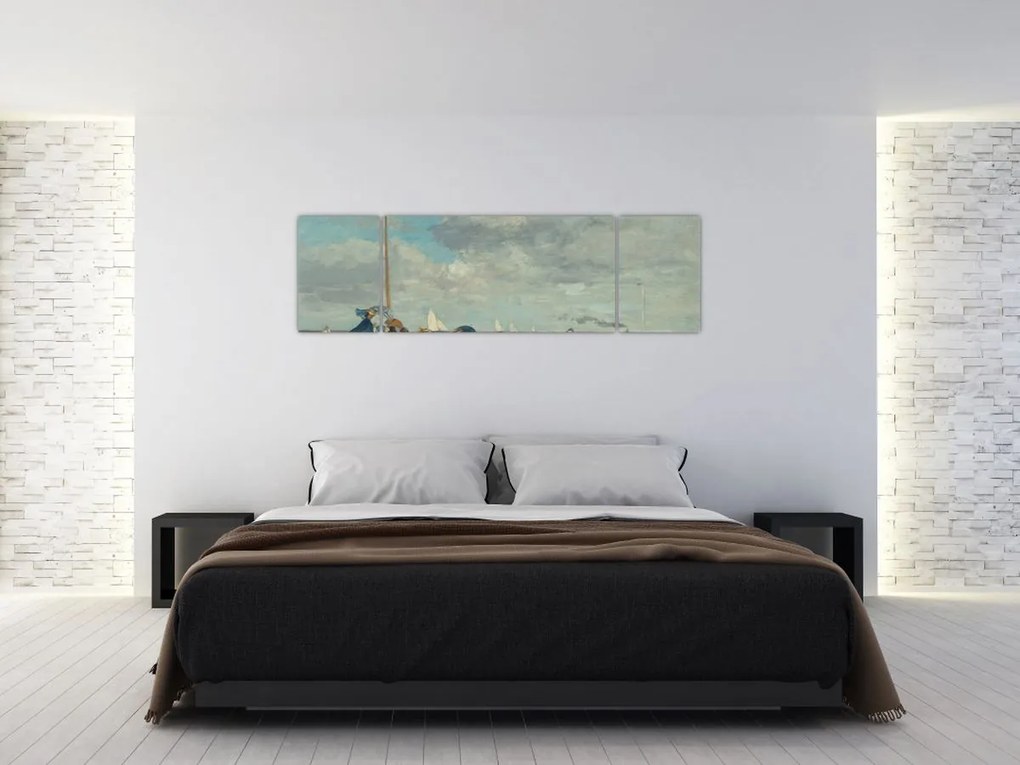 Obraz - Eugène Boudin, Beach  at Trouville, reprodukcje (170x50 cm)