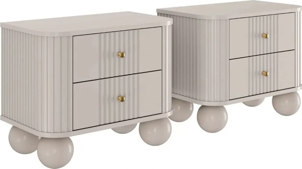 Zestaw szafek nocnych Vesper 56 cm - kaszmir / złote uchwyty / nogi kule