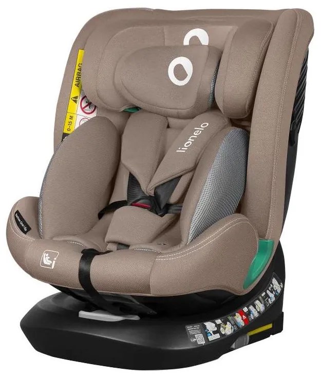 Lionelo - Fotelik samochodowy z bazą, obrotowy BASTIAAN ONE i-Size 40-150 cm Beżowy Sand