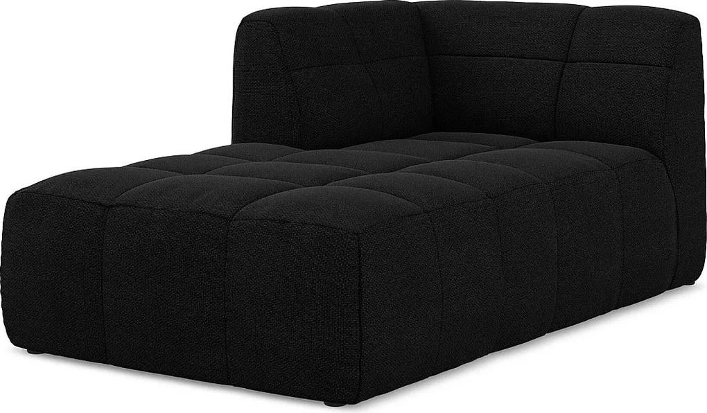 Szezlong lewostronny - z tkaniny bouclé - czarny - ALOHA
