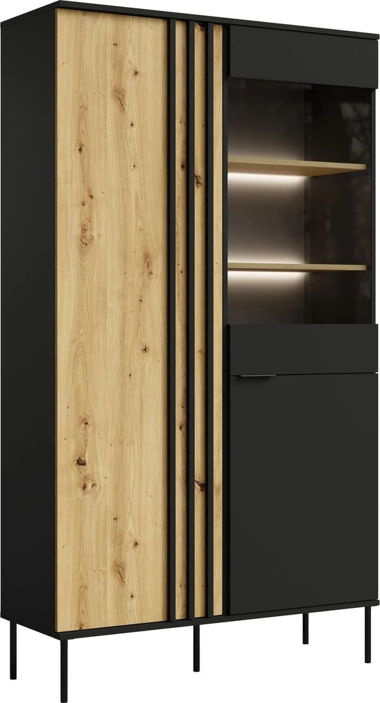Masseno Witryna MERIDIAN 195 x 110,5 cm do Salonu stojąca Dąb