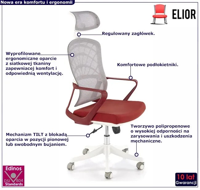 Nowoczesny biurowy fotel obrotowy cynamon + biały - Mirea