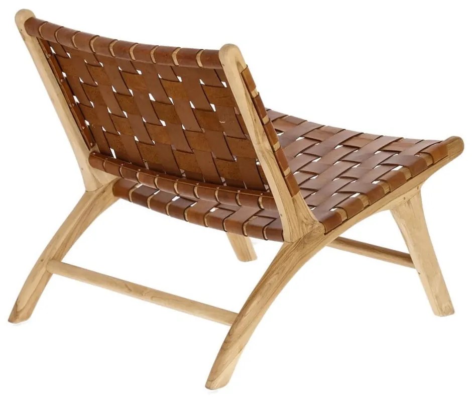 Koniakowo-naturalny skórzany fotel z plecionką Calixta – Kave Home