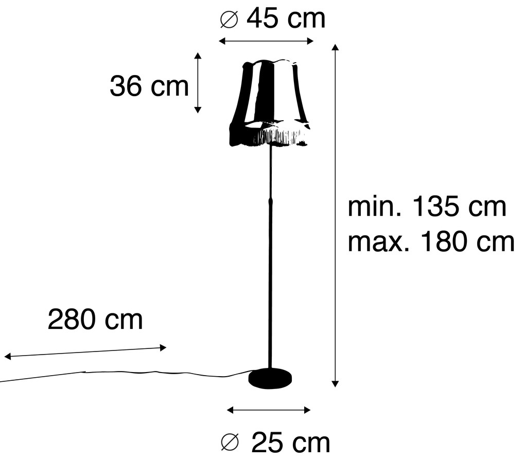 Lampa stojąca brązowa z abażurem Granny kremowym 45 cm regulowana - ParteWiejski/ Rustykalny / Vintage Oswietlenie wewnetrzne
