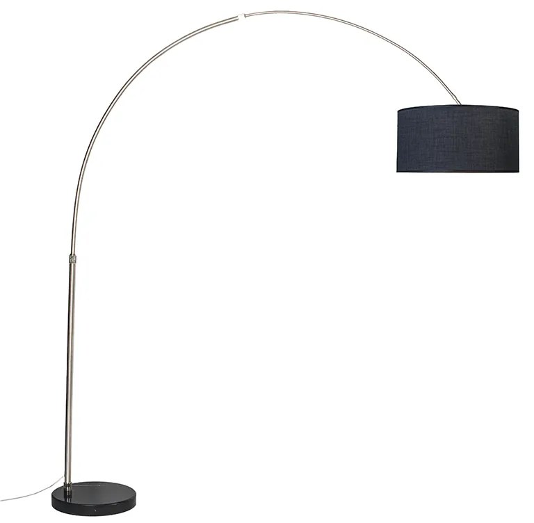 Lampa łukowa ze stali z abażurem z tkaniny czarna 50 cm - XXL