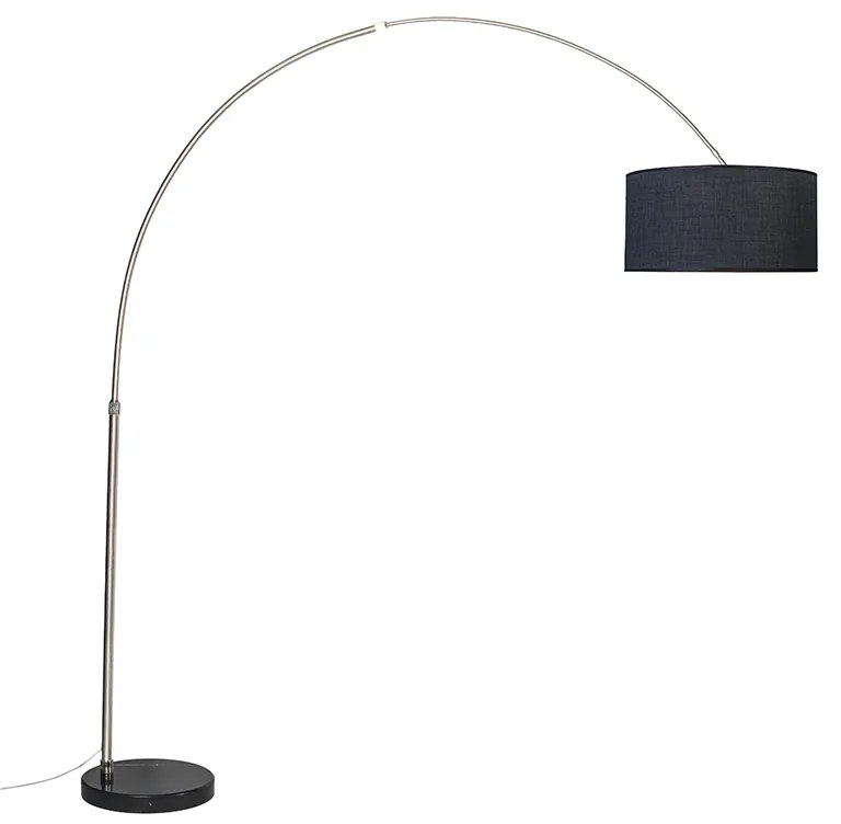 Luk Lampa łukowa stalowy abażur z tkaniny czarny 50 cm - XXL Nowoczesny Oswietlenie wewnetrzne