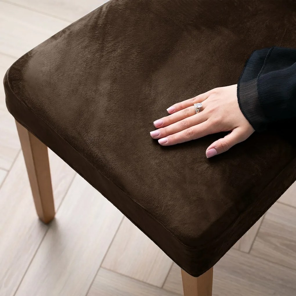 Restilo Pokrowiec na krzesło Sento ciemnobrązowy, 48 x 48 x 58 + 10 cm, zestaw 4 szt.