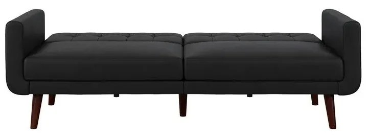 Czarna rozkładana sofa z imitacji skóry 200 cm Nola – Støraa